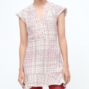 Zara V-Neck Tweed Dress